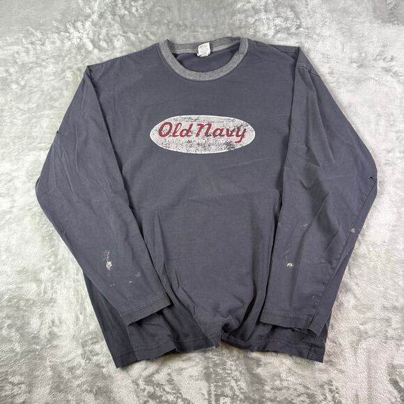 Old Navy Other - Old Navy Clothing Co American Dark Gray Long Sleeve Ringer Tee T-Shirt XL